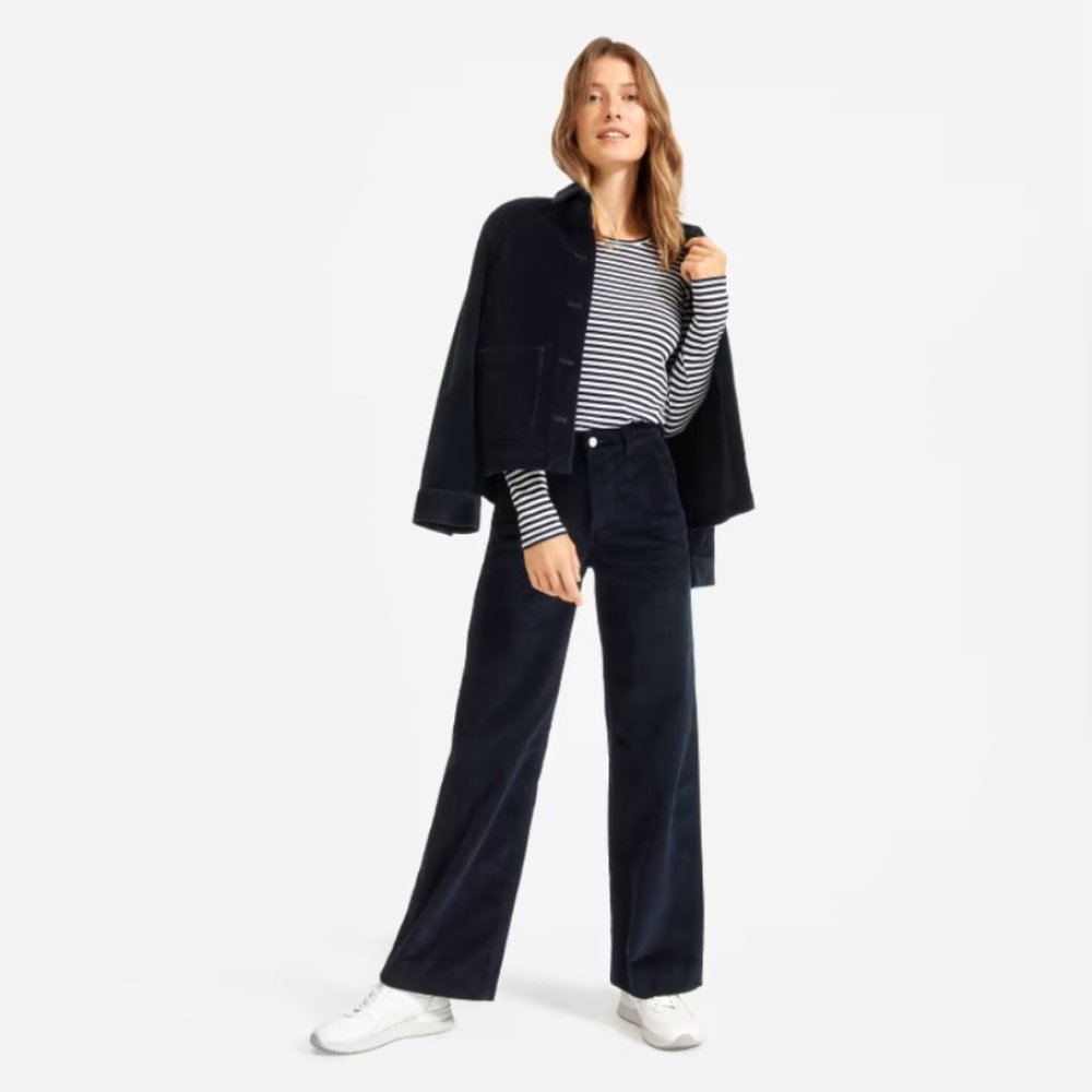 Everlane Navy Corduroy Wide Leg Pant